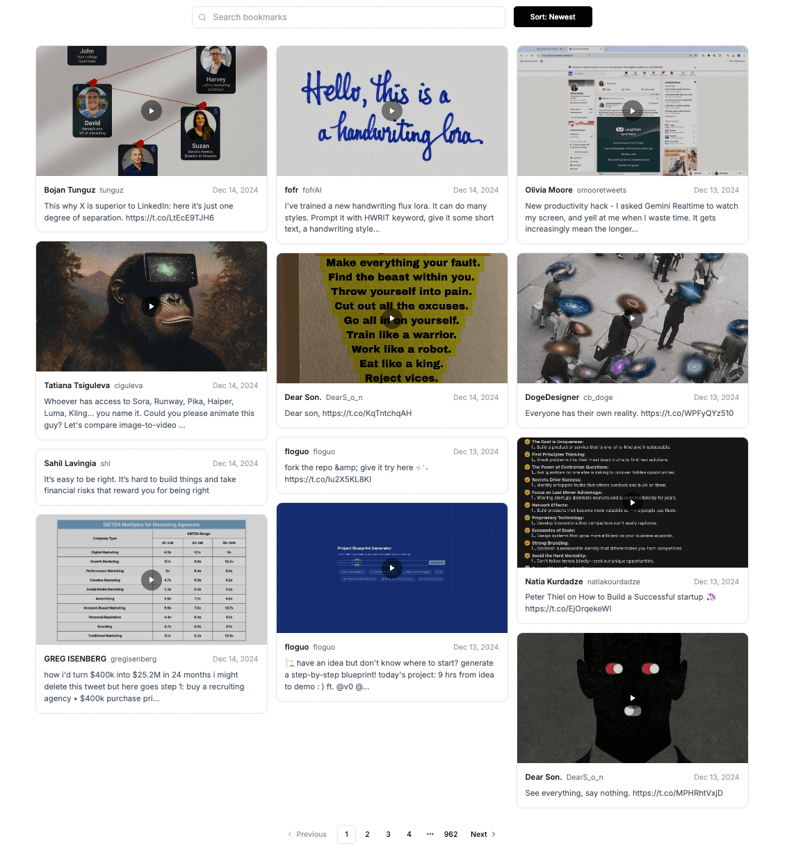 Bookmarks Grid View
